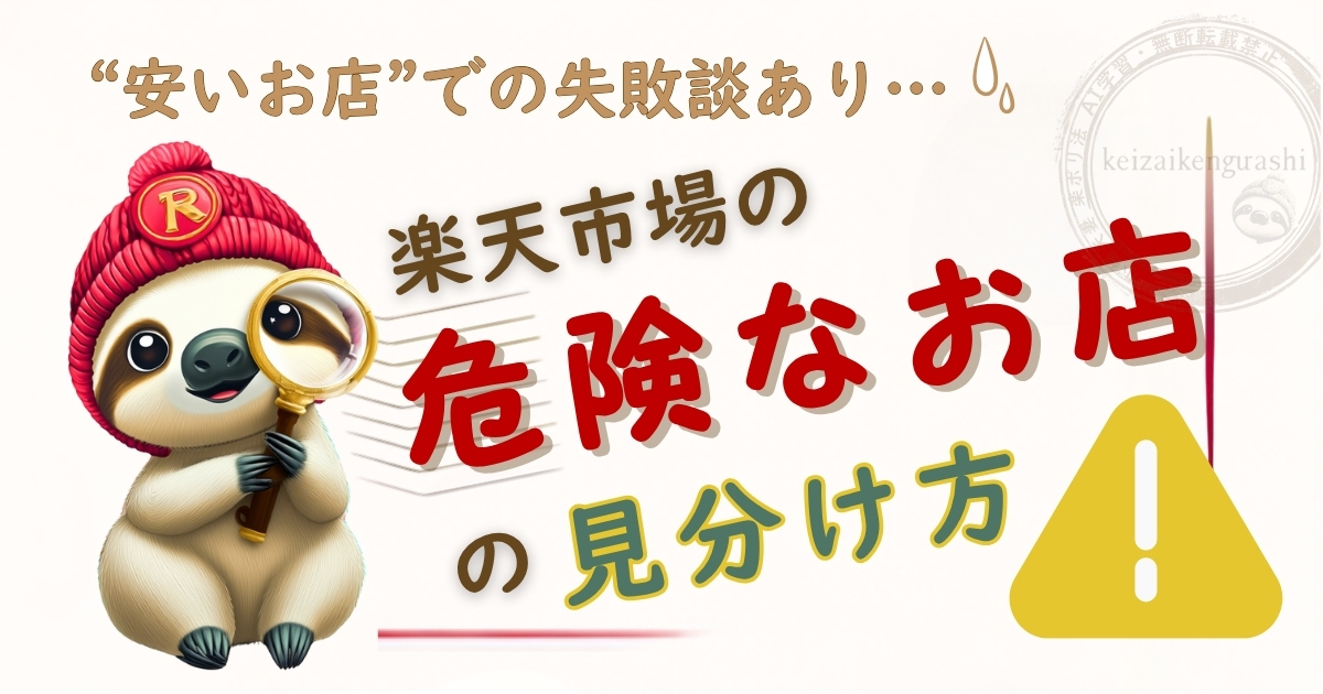 楽天市場の危険なお店の見分け方を解説する記事のアイキャッチ