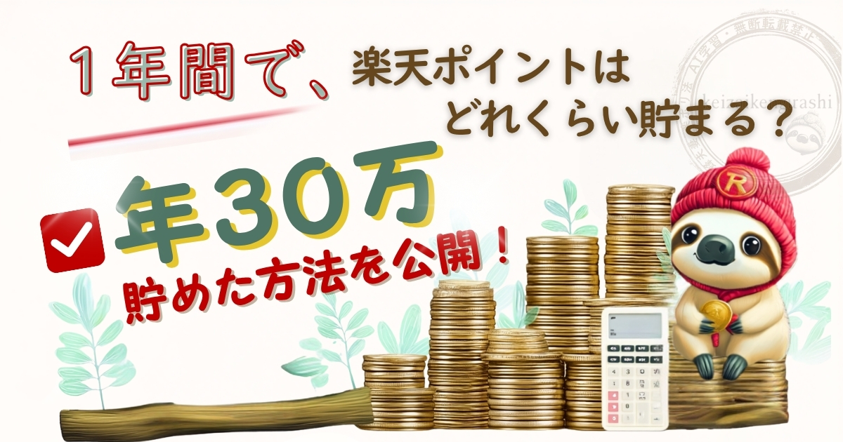 楽天ポイントの年間獲得量と貯め方を説明するアイキャッチ画像